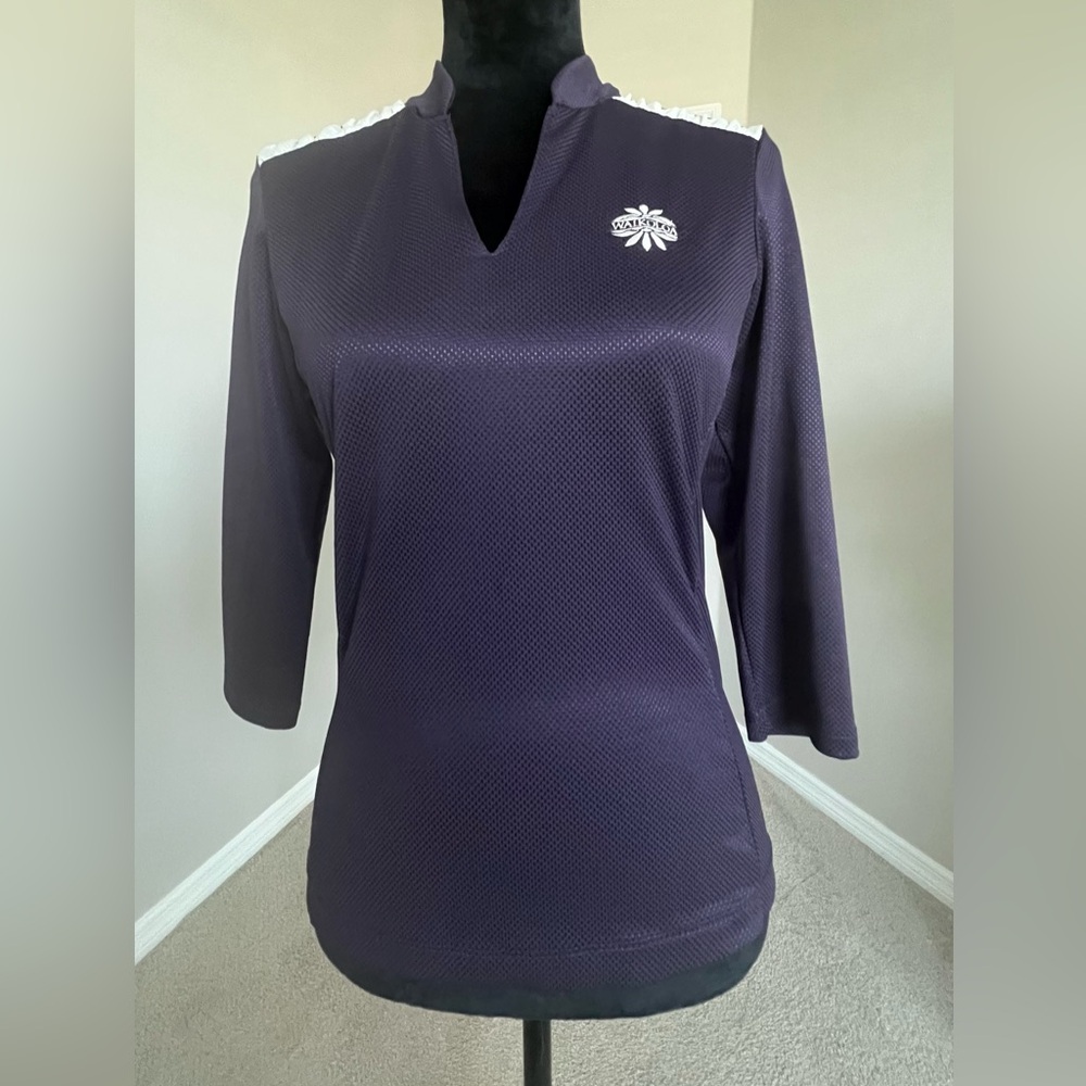Ladies Athletic ¾ Sleeve Moisture-Wicking Shirt, Extra Small, Dark Purple